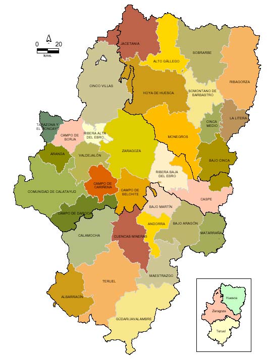 Pueblos mapa Comarcas-de-Aragon - Eco de Teruel